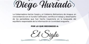 Periodista boconés recibe galardón en Aragua