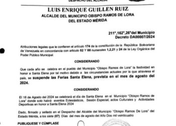 Por tensión politica del país suspenden las ferias en el municipio Obispo Ramos de Lora