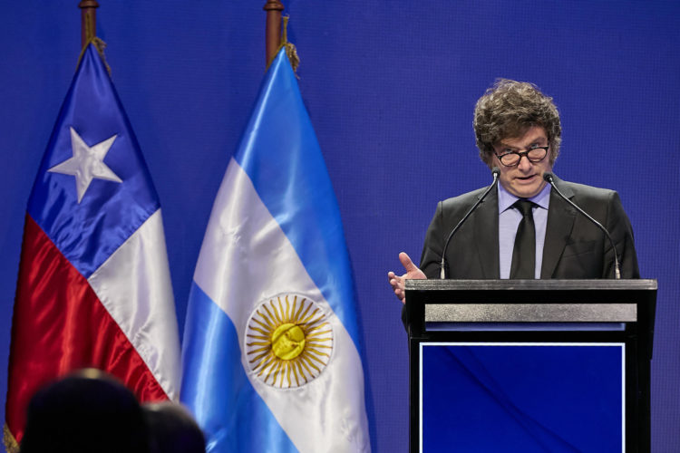 Fotografía del presidente argentino Javier Milei. EFE/ Alejandro Araya/Gasandes