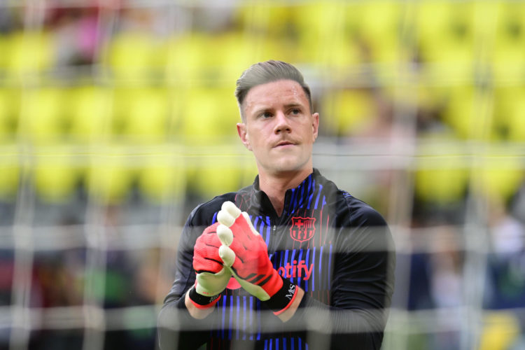 Imagen del guardameta alemán del Barcelona Marc-Andre ter Stegen en el estadio La Cerámica de Villarreal. EFE / Andreu Esteban