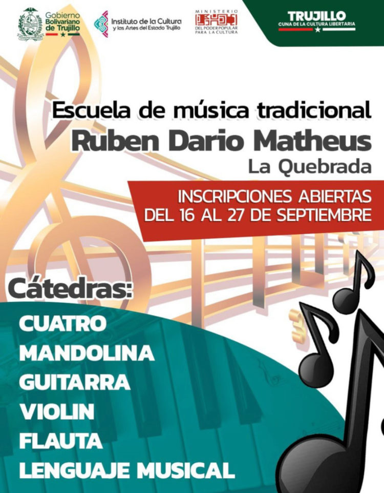 Escuelas de música del Incaet llaman a inscripción