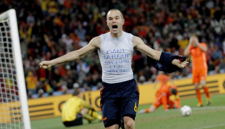 -Andrés Iniesta celebra el gol que consiguío durante el partido de la final del Mundial de Sudáfrica entre Países Bajos y España EFE/Lavandeira Jr.