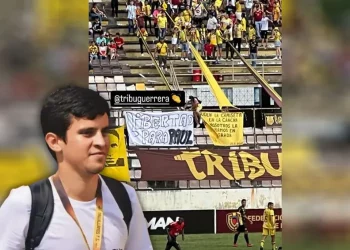 En pleno partido: Fanáticos de Trujillanos FC exigen libertad del reportero Paúl León