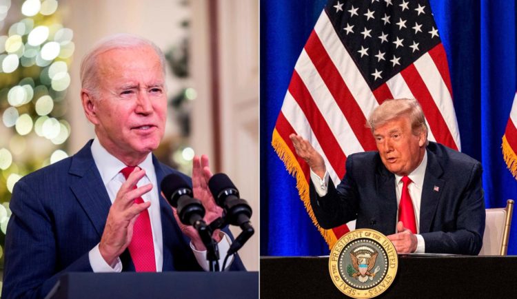 Combo de dos fotografías de archivo donde aparece el presidente de Estados Unidos, Joe Biden (i), y el expresidente y hoy presidente electo, Donald J. Trump (d). EFE/Jim Lo Scalzo/Giorgio Viera ARCHIVO