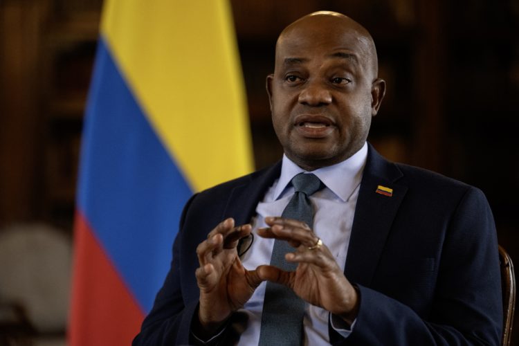 Colombian Foreign Minister Luis Gilberto Murillo speaks during an interview with AFP at San Carlos Palace in Bogota, Colombia on May 25, 2024. (Photo by Luis ACOSTA / AFP)