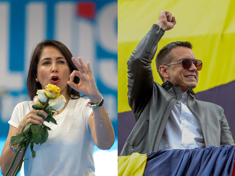 Combo de fotografías de archivo de la candidata presidencial del correísmo, Luisa González (i), y el presidente de Ecuador, Daniel Noboa. EFE/ José Jácome/ Vicente Costales