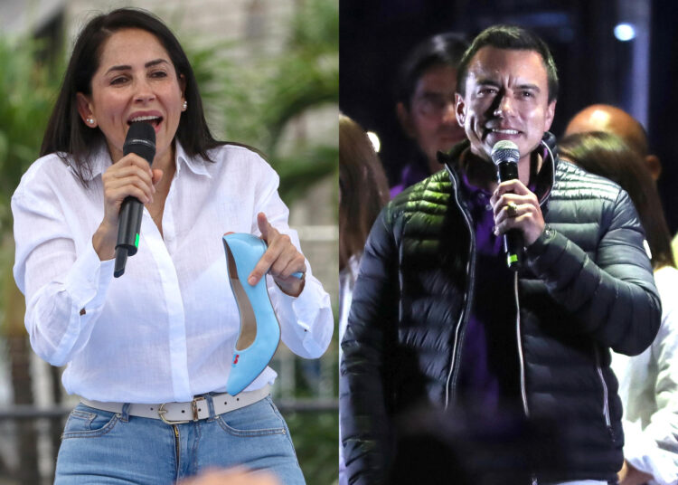 Combo de fotografías de archivo donde se observa a la candidata a la presidencia de Ecuador por el correismo, Luisa González, y el presidente y candidato a la reelección a la presidencia de Ecuador, Daniel Noboa. EFE/ Jonathan Miranda / Jose Jacome