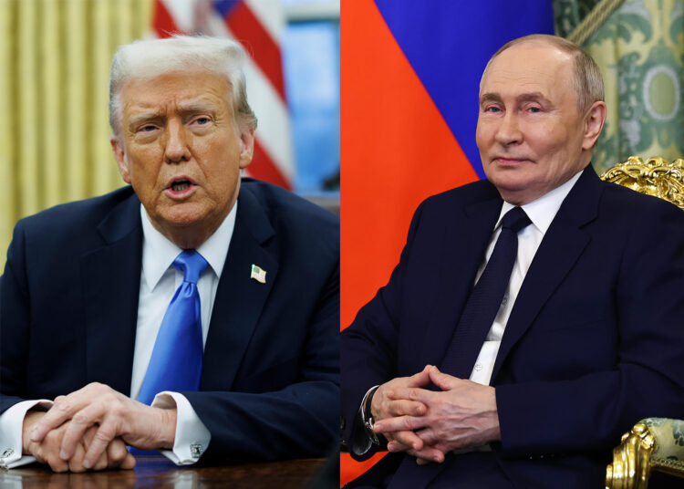 Combo de fotografías de archivo del presidente de Estados Unidos, Donald Trump (i), y el presidente de Rusia, Vladimir Putin. EFE/Aaron Schwartz/Evgenia Novozhenina