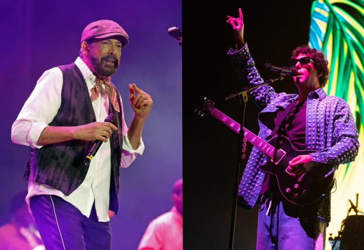 Combo de fotografías de archivo del cantautor dominicano Juan Luis Guerra (i) y del vocalista de la banda venezolana Rawayana, Alberto Montenegro. EFE/ Mauricio Dueñas Castañeda / Fernando Villar