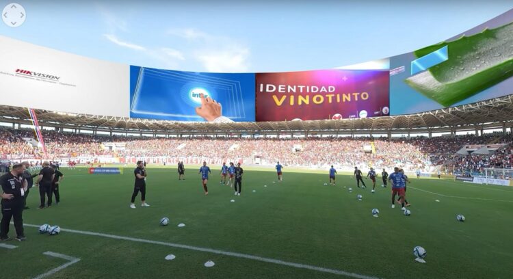 Imagen de una transmisión de un partido de fútbol a través de gafas de realidad virtual. EFE/Captura de vídeo VRInsitu