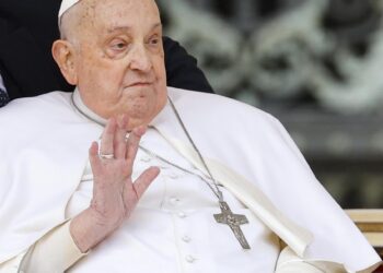 El papa aparece en la plaza de San Pedro para saludar a los fieles en el Domingo de Ramos