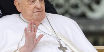 El papa aparece en la plaza de San Pedro para saludar a los fieles en el Domingo de Ramos