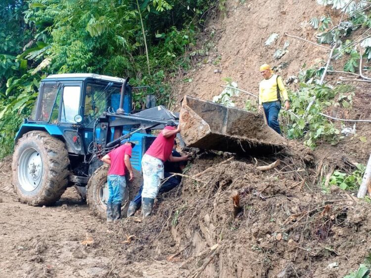 Restablecen paso en tramo vial afectado por lluvias en carretera Trasandina