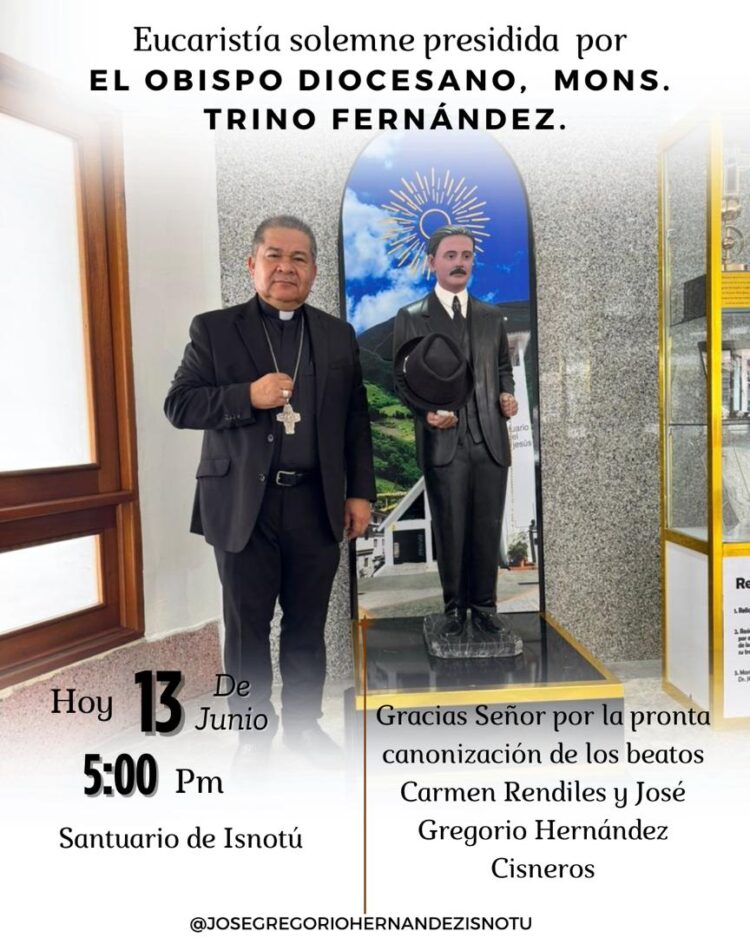 Obispo Diocesano de Trujillo presidirá misa en el Santuario de Isnotú.