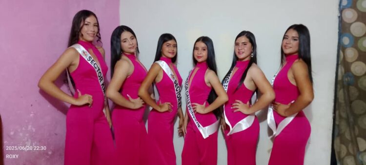 Antes de la elección desfilaron las 6 aspirantes.