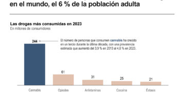 Más de 300 millones consumen drogas en el mundo, el 6 % de la población adulta