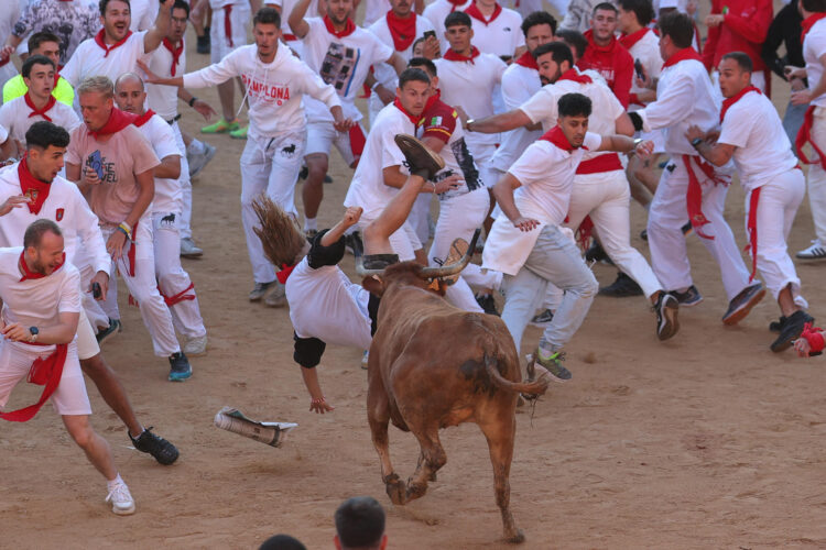 Tercer encierro de los sanfermines de Pamplona (España). EFE/J.P. Urdiroz