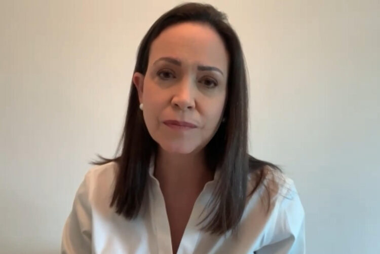 Captura de pantalla donde aparece la líder opositora de Venezuela María Corina Machado. EFE/ Agencia EFE