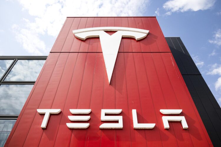 Fotografía de archivo del logo de Tesla. EFE/EPA/RAMON VAN FLYMEN