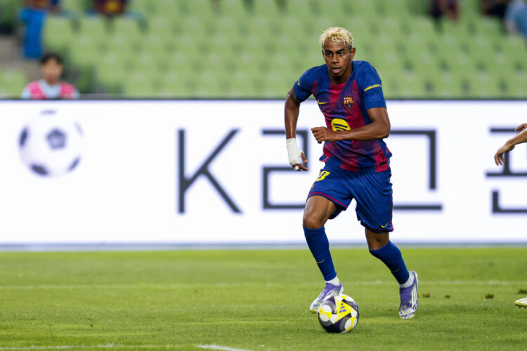 Lamine Yamal, el pasado lunes, durante el amistoso contra el Daegu surcoreano. EFE/ Jeon Heon-kyun