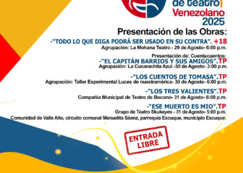 Con funciones del 28 al 31 de agosto Trujillo se suma al Festival de Teatro Venezolano