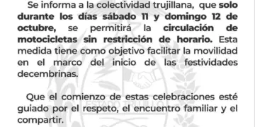 Flexibilizan horario de circulación de motocicletas por inicio de festividades decembrinas