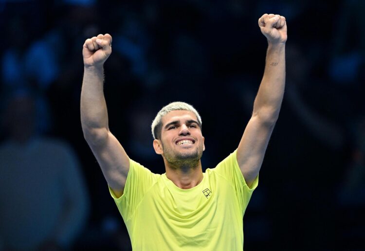 Carlos Alcaraz, tras derrotar al estadounidense Taylor Fritz, el martes. EFE/EPA/ALESSANDRO DI MARCO