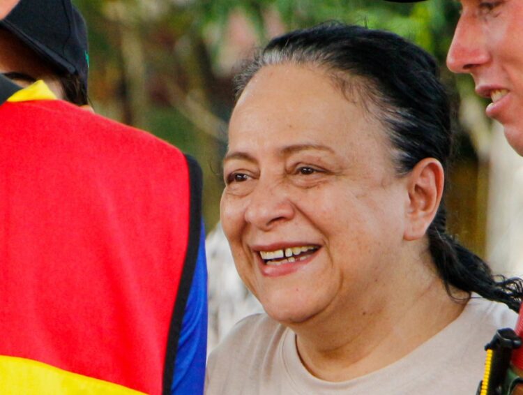 Fotografía de archivo de la jefe de delegación del Gobierno colombiano en los diálogos de paz con el Estado Mayor de los Bloques y Frentes (EMBF) -una de las disidencias de las FARC-, Gloria Quiceno, en Tibú (Colombia). EFE/Mario Caicedo