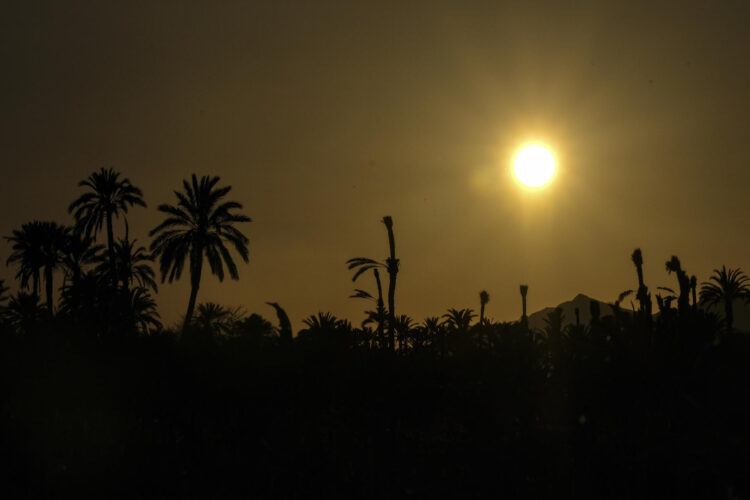 Vista de la sierra de Crevillente durante un atardecer en Alzabares, una pedanía del campo de Elche (Alicante). EFE/Pablo Miranzo