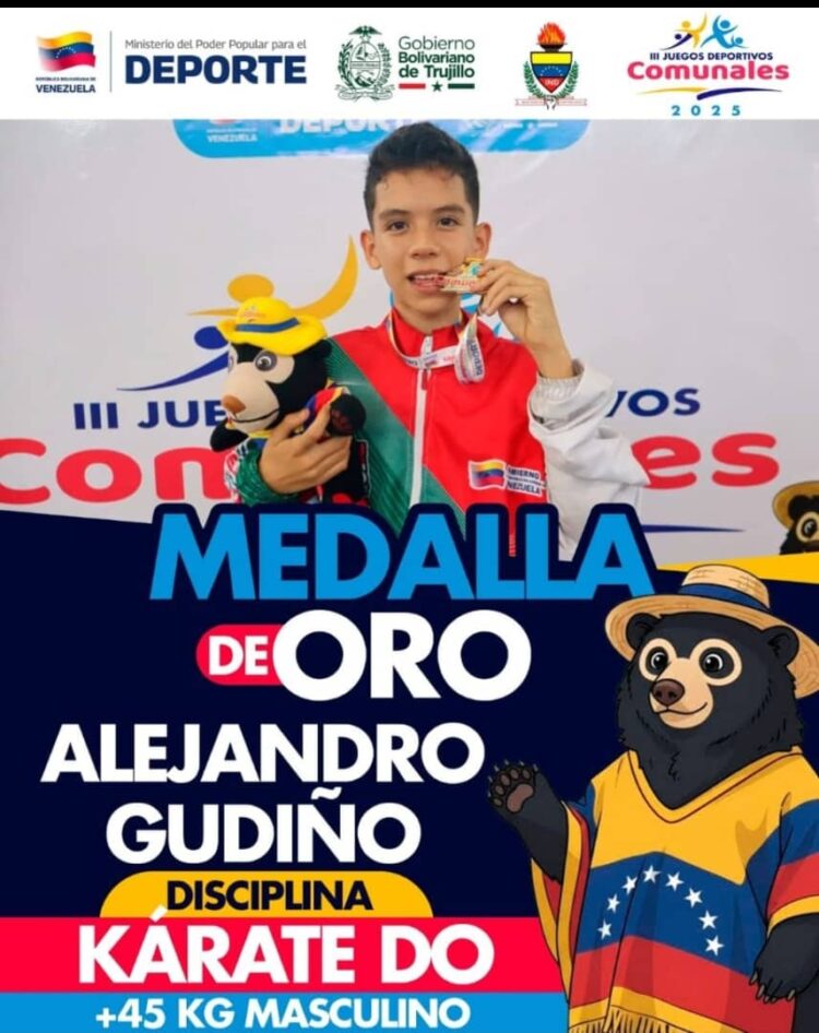 El joven karateca Alejandro Gudiño se colgó el primer oro de la delegación trujillana en Judenacom 2025.