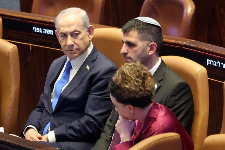 El primer ministro israelí Benjamin Netanyahu durante el discurso del Primer Ministro de Albania en el pleno de la Knesset, el parlamento israelí, durante su visita a Jerusalén, 26 de enero de 2026. (Jerusalén) EFE/EPA/ABIR SULTAN