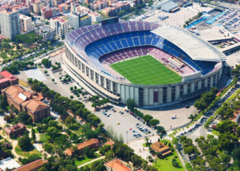 Vista aérea del Estadio Spotify Camp Nou en Barcelona.