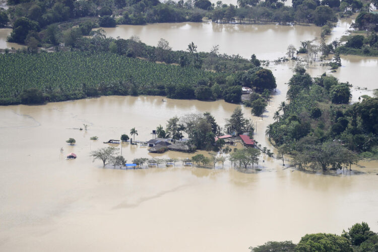 Fotografía que muestra una zona afectada este jueves por inundaciones en zona rural del sur del departamento de Córdoba (Colombia). EFE/ Carlos Ortega