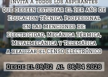 Valera | Escuela Técnica Salesiana «Santo Tomás de Aquino» abre proceso de censo para nuevos ingresos 2026