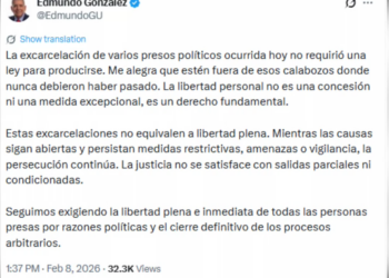 González Urrutia celebra nuevas excarcelaciones y exige liberación de los presos políticos