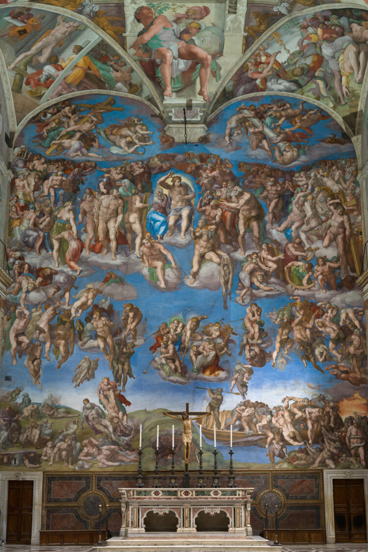.- El fresco del 'Juicio Final' de Miguel Ángel ha recobrado su potencia visual y colores originales tras finalizar los trabajos de mantenimiento extraordinario en la Capilla Sixtina, según ha anunciado este viernes la Dirección de los Museos Vaticanos en un comunicado. EFE/ Governatorato SCV  Direzione dei Musei Vaticani SOLO USO EDITORIAL/SOLO DISPONIBLE PARA ILUSTRAR LA NOTICIA QUE ACOMPAÑA (CRÉDITO OBLIGATORIO)