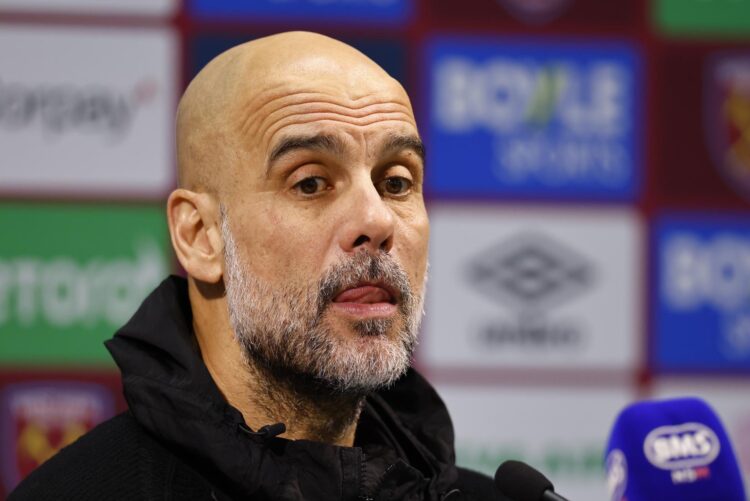 El entrenador del Manchester City, Pep Guardiola, durante la conferencia de prensa del pasado sábado. EFE/EPA/TOLGA AKMEN SOLO USO EDITORIAL.