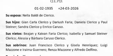 Se participa el sensible fallecimiento en la paz del Señor de nuestro querido: FEDELE CLERICO BERTOLA