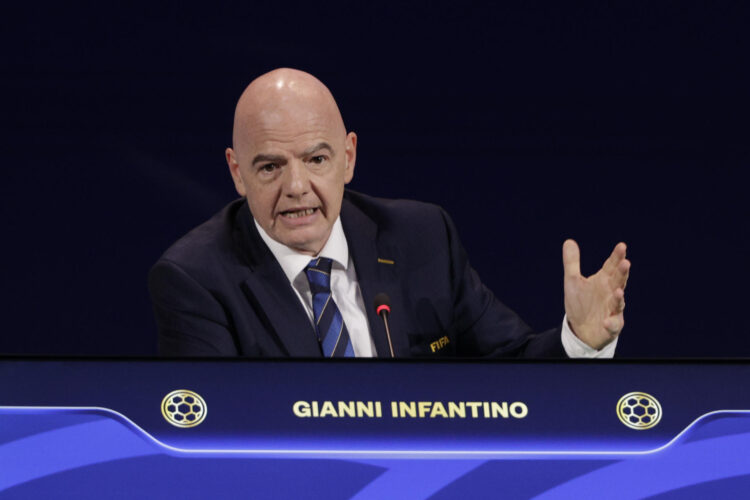 El presidente de la FIFA, Gianni Infantino, durante el último Congreso Ordinario, celebrado en 2025 en Luque (Paraguay). EFE/ Juan Pablo Pino