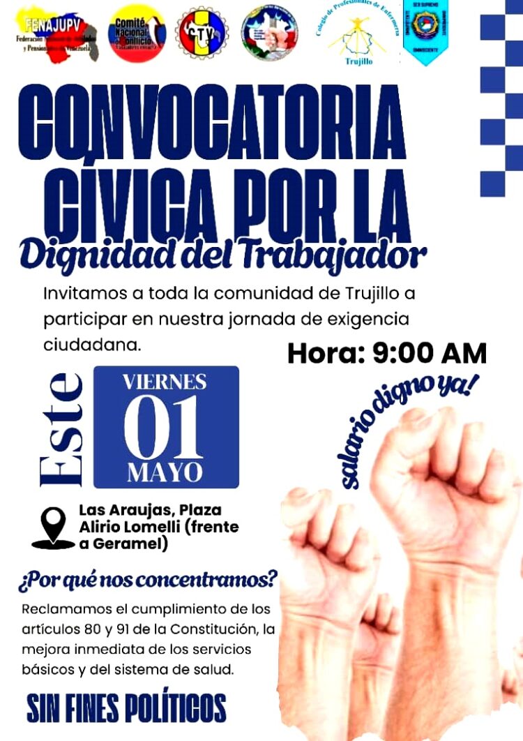 1° de Mayo: Trujillo “se moviliza” en conmemoración del “Día Internacional del Trabajador”