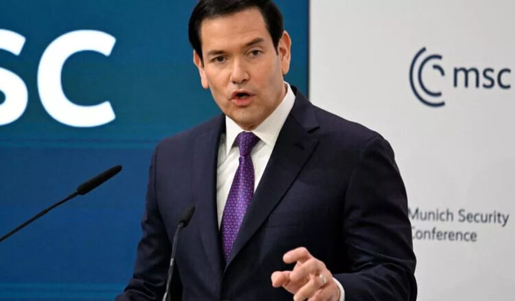 El secretario de Estado, Marco Rubio, durante su intervención en la Conferencia de Seguridad de Munich. Foto AFP