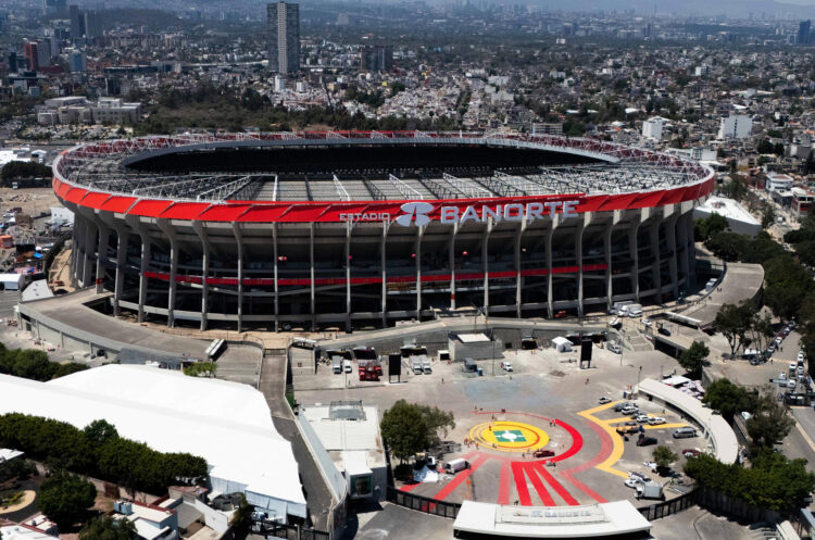Fotografía aérea que muestra el estadio Azteca 'Banorte' el 27 de marzo de 2026, en Ciudad de México (México). EFE/Tomas Pérez