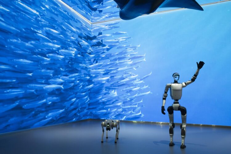 Imagen de archivo de un robot humanoide saludando a los visitantes de un evento tecnológico en Beijing (China). EFE/EPA/ANDRES MARTINEZ CASARES