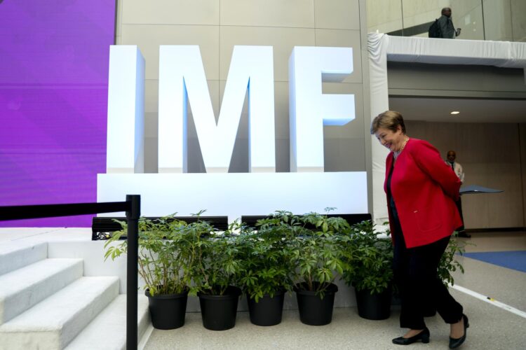 Imagen de archivo de la directora gerente del Fondo Monetario Internacional (FMI), Kristalina Georgieva, en la sede del FMI en Washington, DC, EE.UU. EFE/EPA/WILL OLIVER