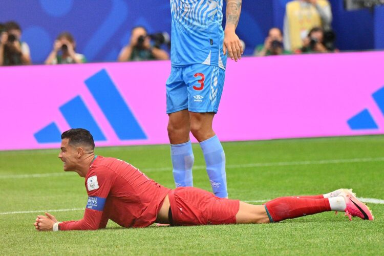 Cristiano Ronald odurante el partido del Grupo K del Mundial 2026 que disputan las selecciones nacionales de Portugal y República Democrática del Congo este miércoles, en el Estadio Houston (Texas). EFE/EPA/SAM WASSON