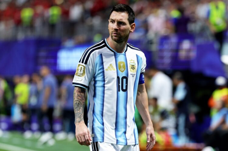 Fotografía del 7 de julio de 2026 en la que se observa a Lionel Messi, de Argentina, al reaccionar durante el partido de octavos de final del Mundial 2026 entre Argentina y Egipto en Atlanta (EE.UU.). EFE/CRISTOBAL HERRERA-ULASHKEVICH