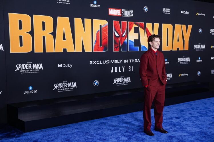 El actor británico Tom Holland durante el estreno mundial de Spider-Man: Brand New Day en el Dolby Theatre de Los Ángeles, California, EE. UU., el 27 de julio de 2026. EFE/EPA/CHRIS TORRES