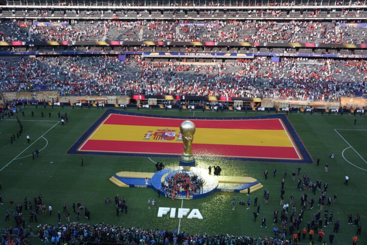 Fotografía del pasado 19 de julio, en la que puede verse la celebración de España tras ganar la final del Mundial de la FIFA 2026 entre España y Argentina en el estadio MetLife en Nueva Jersey (Estados Unidos). EFE/ Omar Alonso
