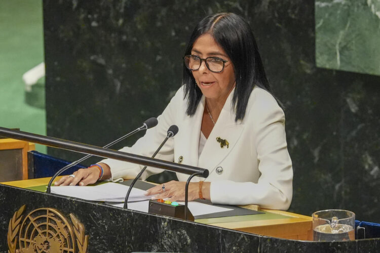 Fotografía del 23 de septiembre de 2026 de la presidenta encargada de Venezuela, Delcy Rodríguez durante la Asamblea General de Naciones Unidas. EFE/ Ángel Colmenares