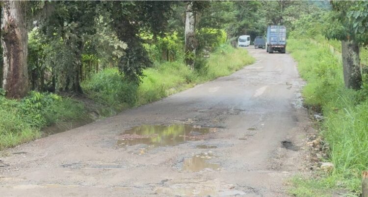 La vía alterna a Rubio, desde San Cristóbal- El Corozo- La Petrólea, está en peores condiciones de la vía principal, por donde tambipen se dificulta el paso. Foto: Mariana Duque